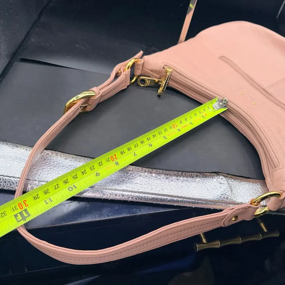 Stone Mountain Pink Leather Hobo Shoulder Bag Wallet Set Gold Hardware